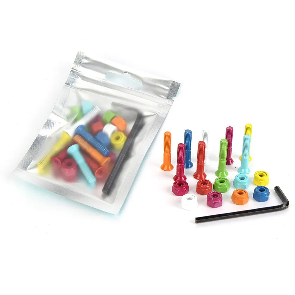 

19Pcs/Set Replacement Screws+Nuts+Wrench Four-Wheeled Double Tilt Skateboard Longboard Accessories Bridge Nail Screw Plate Nail