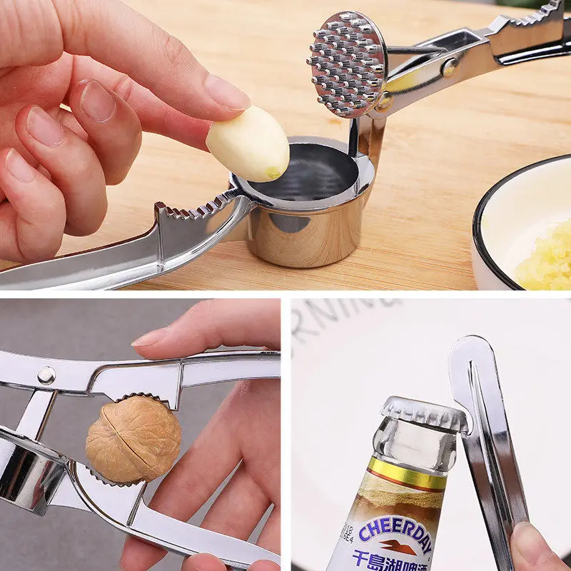 

Kitchen multifunctional Stainless Steel Garlic Mashing tool Walnut clip Squeeze Press Portable Fast Breaks Down Cloves Garlic