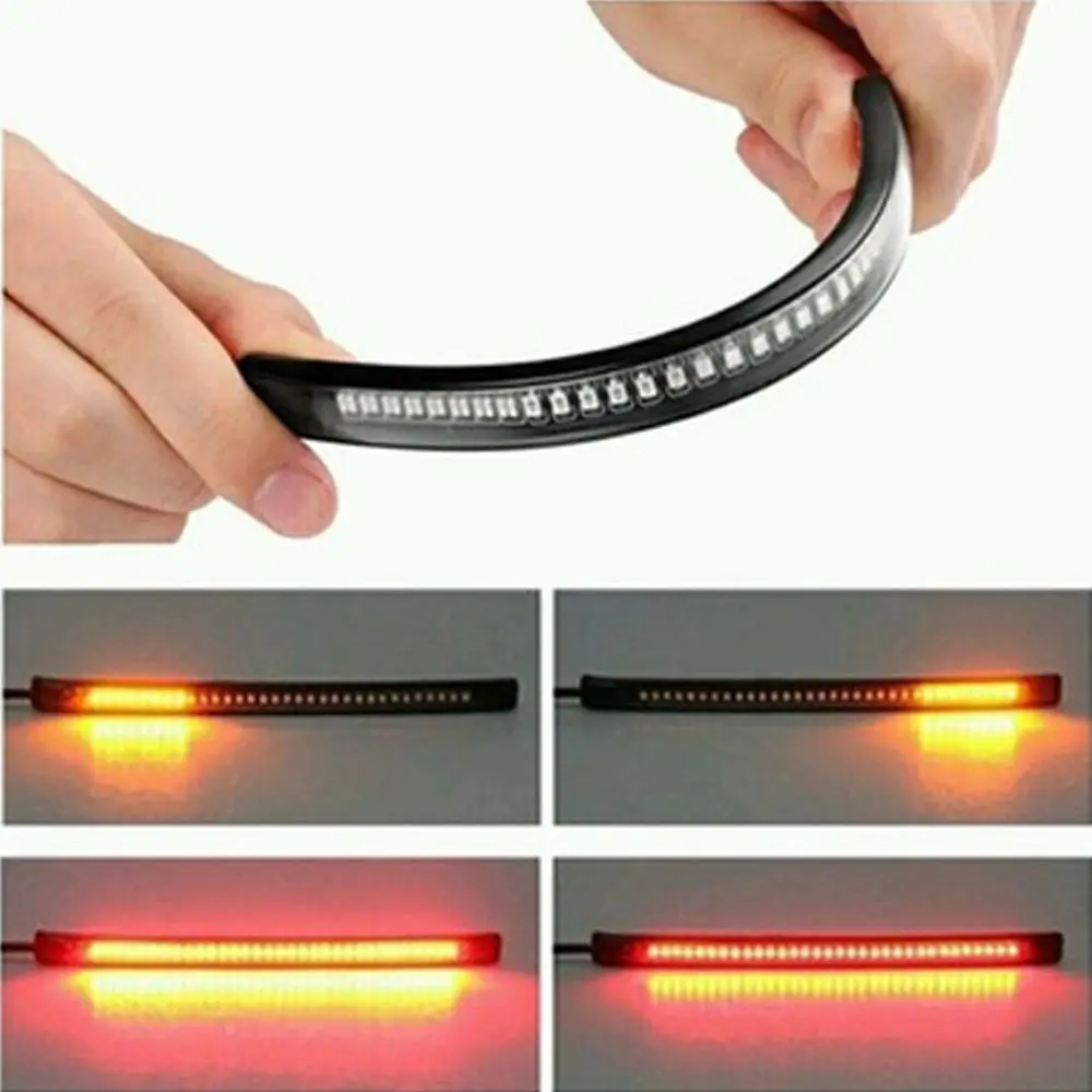 48LED гибкий мотоциклетный стоп-сигнал, сигнальный светильник, полоса номерного знака, задний фонарь, внедорожный мото задний светильник, бар 2835SMD+ 3014SMD