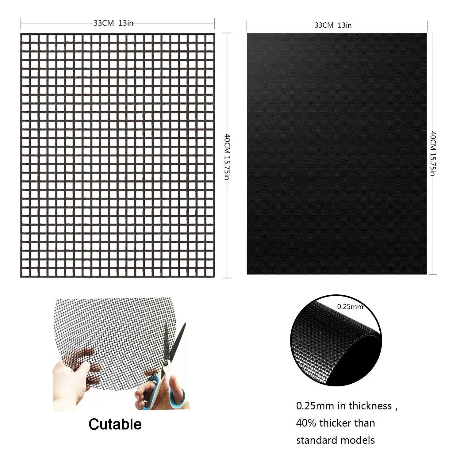 Антипригарный коврик для гриля и барбекю многоразовый сетчатый мат