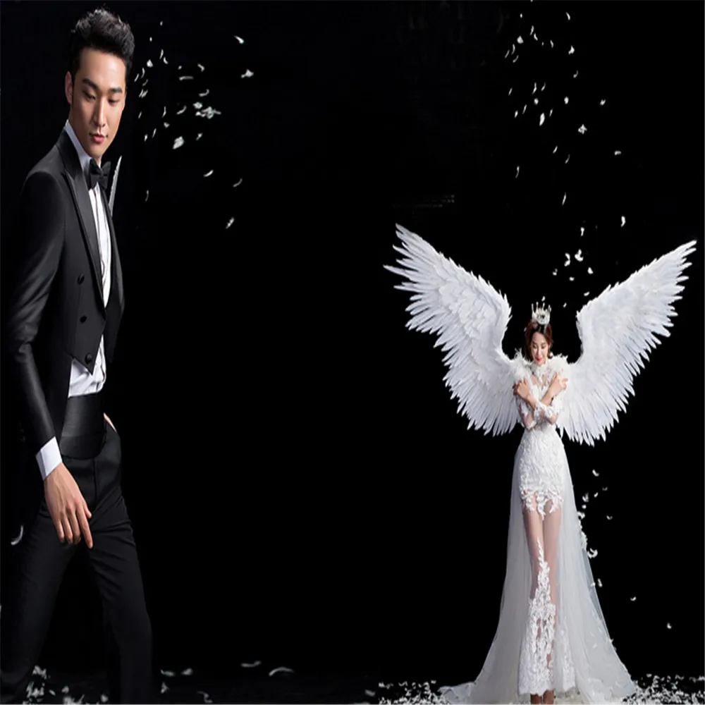 Крылья с белыми перьями крылья дьявола ангела на Хэллоуин модель для сцены