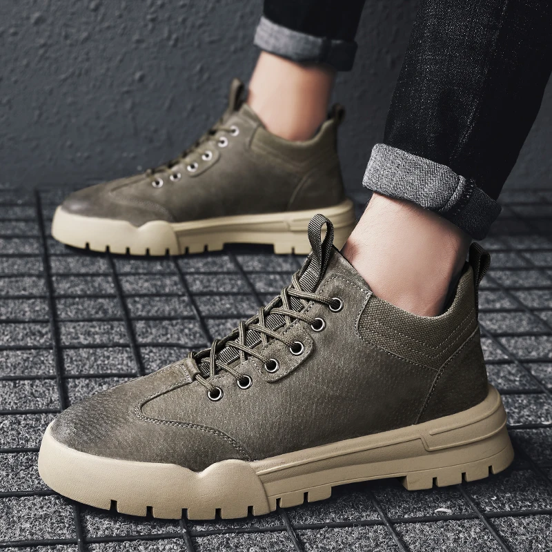 

Zapatos Casuales Casual Boots Men Man Shoes Leather Black Mens Leisure Flat Fashion Shoe Male Outdoor Footwear