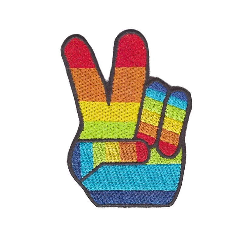

10 шт./лот OK Gesture Роскошная вышивка, радужная ручная нашивка для рюкзака, украшения одежды, аксессуары, поделки, сделай сам, железная термоаппл...