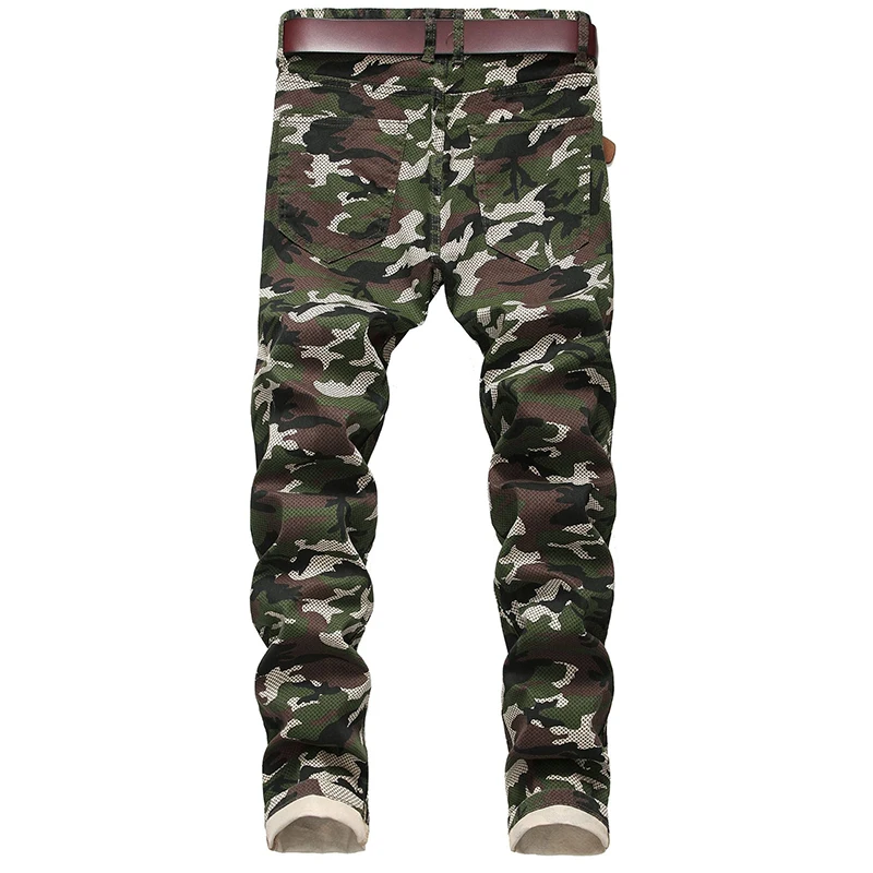 

Men's Camouflage Jeans Personalized Men's Slim Elastic Simple Print Casual Pants