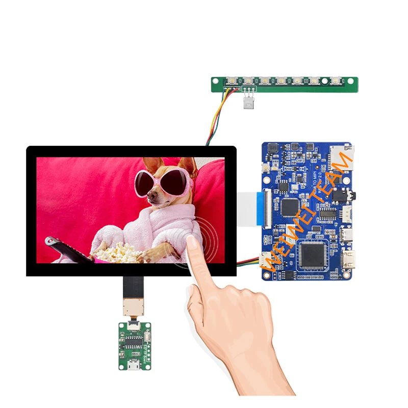 Wisecoco 5 Inch Tft Ips LCD Screen Capacitive Touch Panel 1920x1080 Fhd  To MIPI Control Board Type C Speaker Audio SD Card
