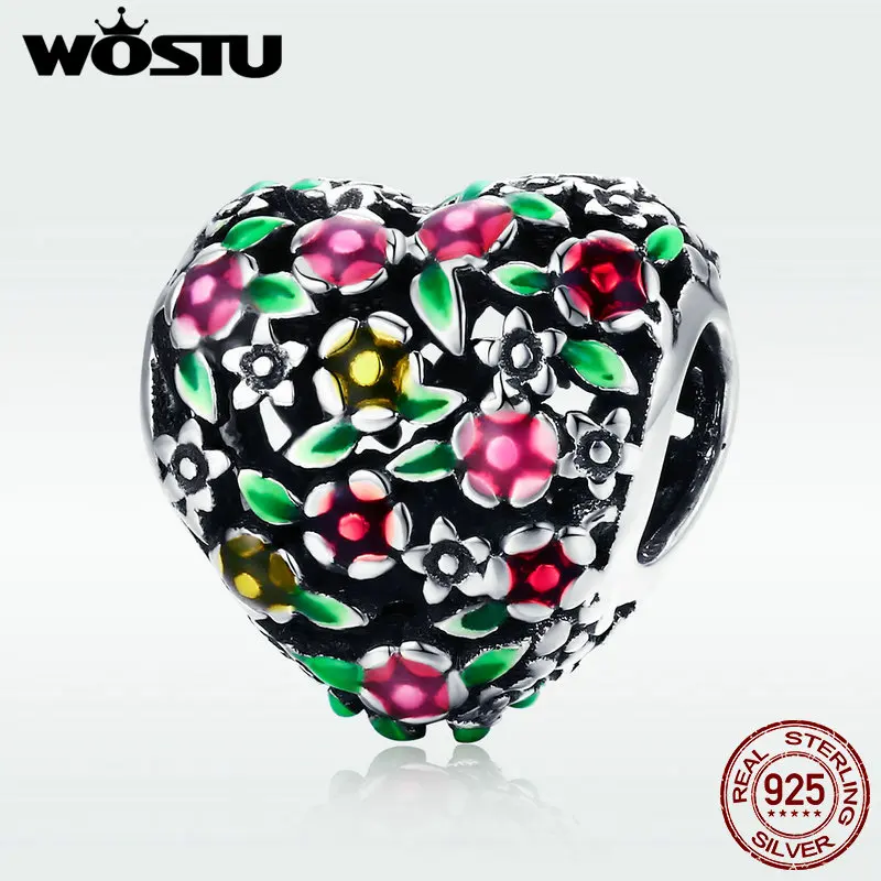 Браслет из серебра 925 пробы с цветными цветами и сердцем DXC646 | Украшения