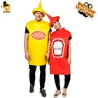 Желтый горчичный и красный костюм кетчупа для пары, нарядный костюм для косплея, Пурим, ролевая игра, Забавный комбинезон с едой