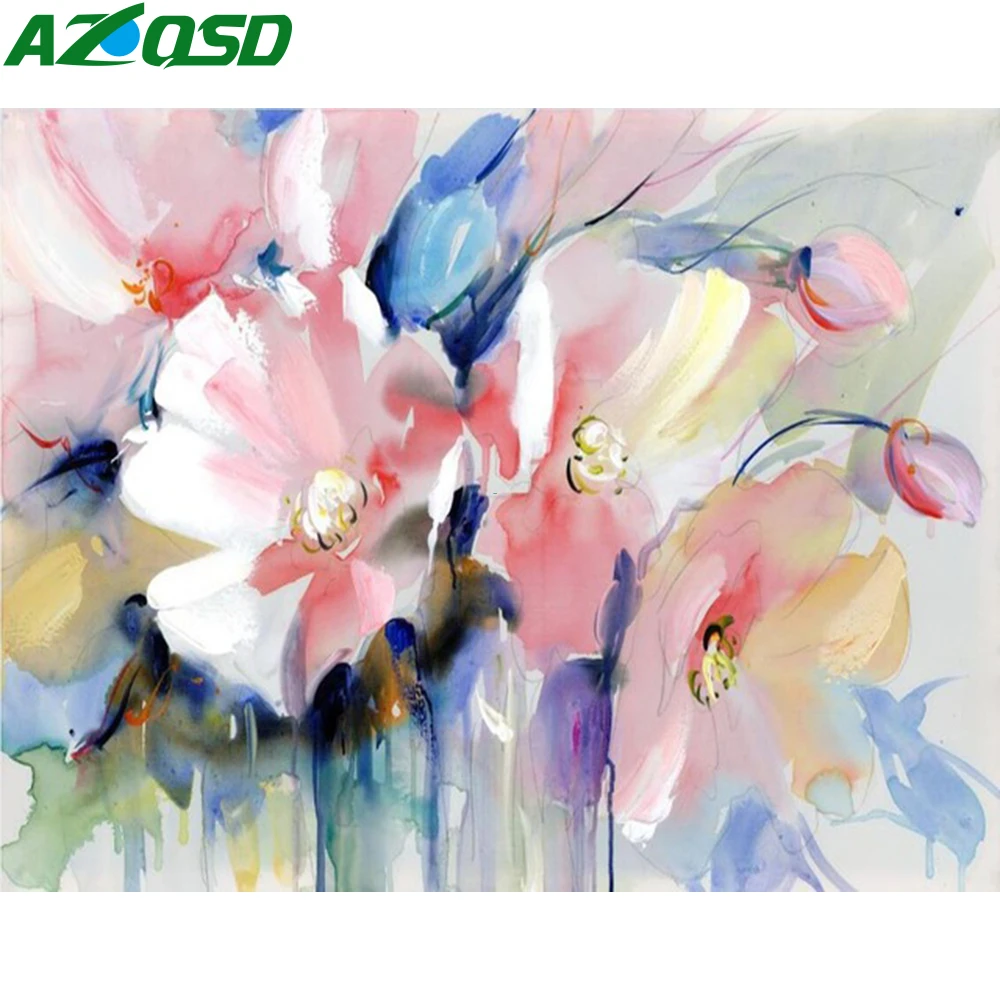 

AZQSD Unframe DIY Paint By Numbers On Canvas Flower Home Decoration Coloring By Numbers Abstract Art Floral Handpainted Gift