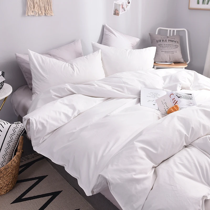 

100% Cotton White Duvet Cover Pure Color Luxury Quilt Cover Twin Full Queen King Simple Home Textiles (Do Not Include Comforter)