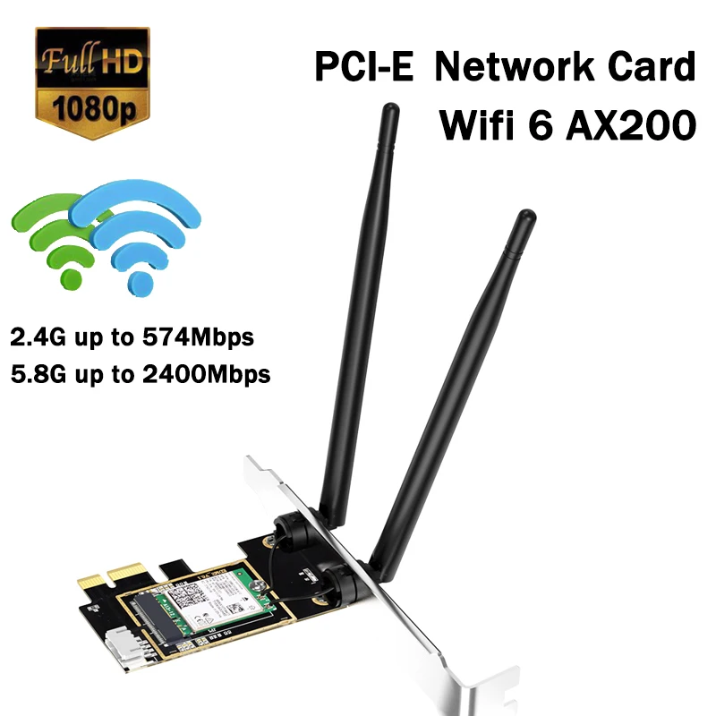 

Wifi 6 AX200 Wireless Dual Band 2.4G/5.8G PCI Express Network Card 3000M PCIE Suitable for PC desktop computer PCI-e Wifi Adapte