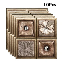 10Pcs European Classical Pattern Wall Sticker DIY Removable Tile Self-adhesive Waterproof Kitchen Bathroom Home Decoration