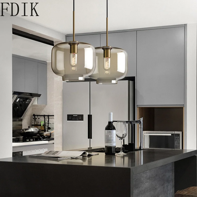 Современные Простые подвесные светильники стеклянные для спальни гостиной