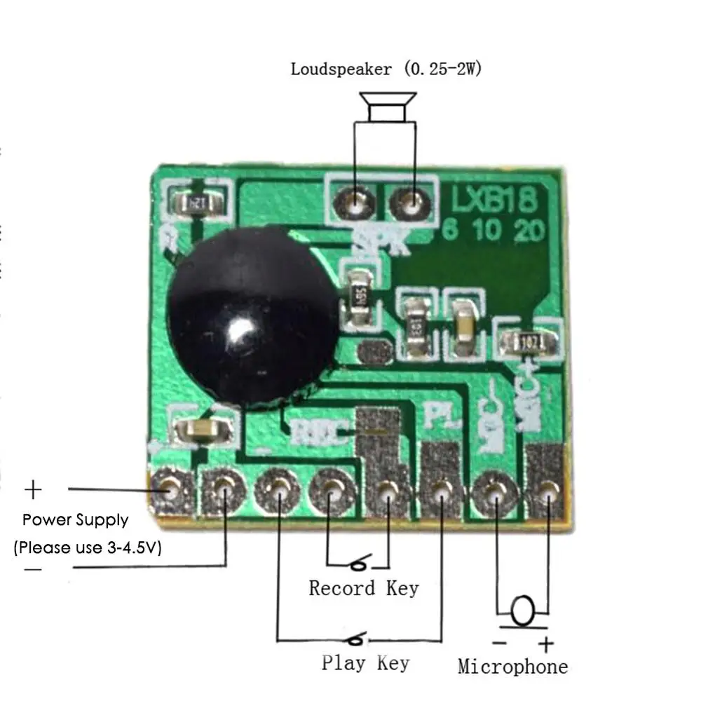 ISD1806 6S звукозаписываемый чип IC музыка говорящий Диктофон Голосовой модуль 8 Ом
