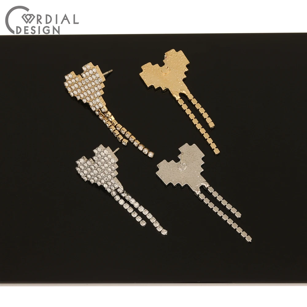 

Cordial Design 50Pcs 16*38MM Earring Accessories/Heart Shape/Hand Made/Claw Chain/Earring Stud/Jewelry Finding & Components
