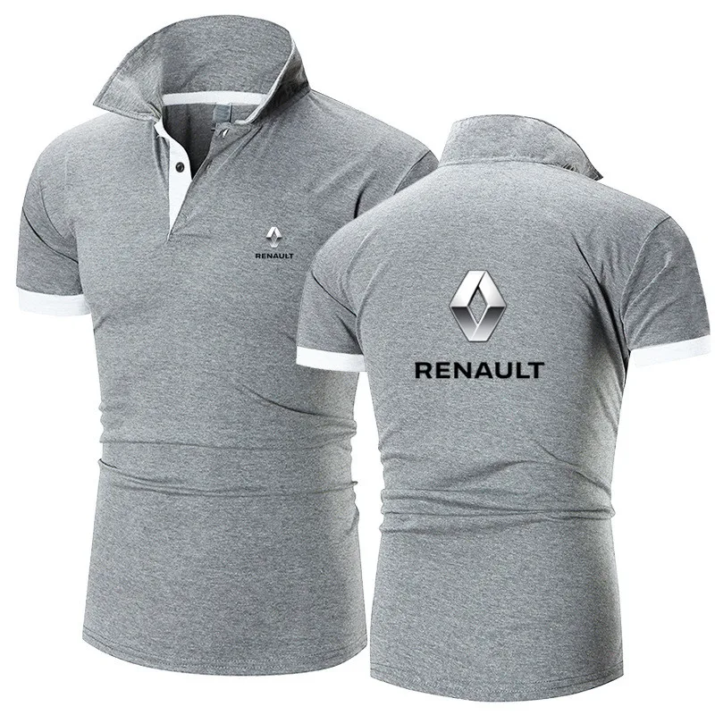

RENAULT Car LOGO Men's Short Sleeve Polo Fashion Short Sleeve Lapel Polo Shirt Top T-shirt