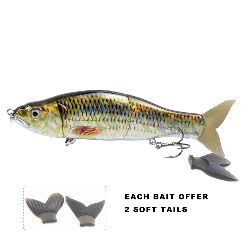 165MM 56G Hard Jointed Glide Bait Fishing Lures Floating 3D Eyes Sharp Hooks Slide Swimbait For Piceus Bass Herring Soft Tail