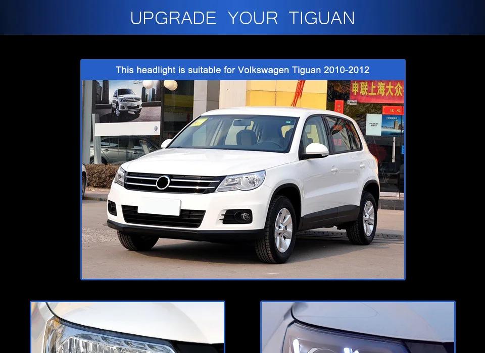Head Lamp For Car VW Tiguan 2009-2012 Headlights Fog Lights Daytime Running Lights DRL H7 LED Bi Xenon Bulb Car Accessories