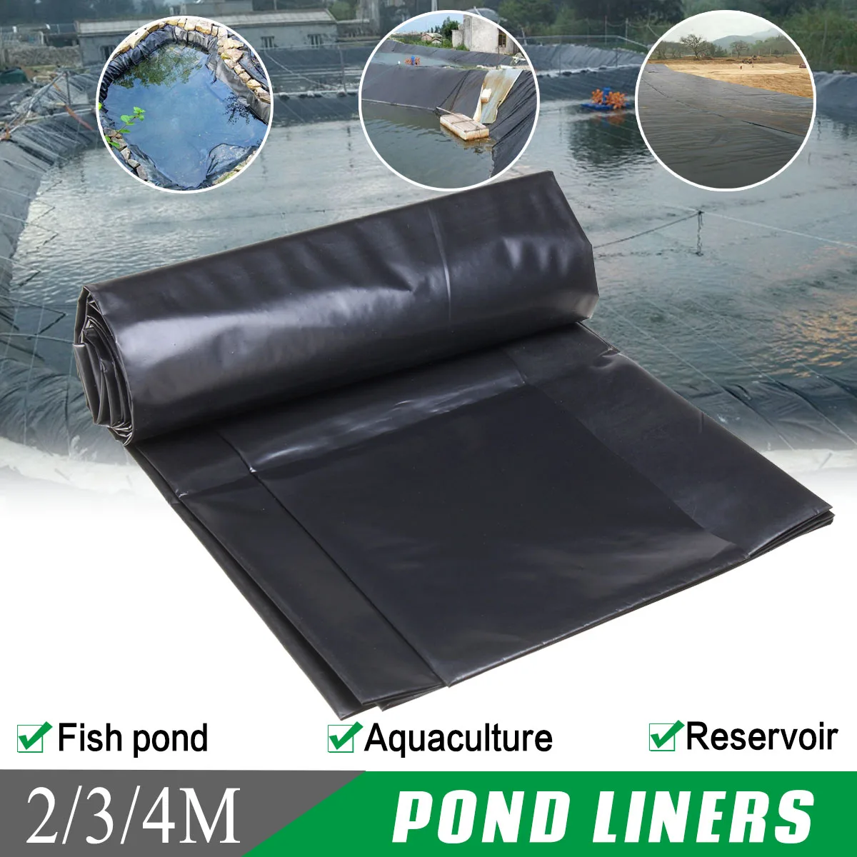 Черный вкладыш для пруда с рыбками 8x3 м/4x4 м/3x3 м тканевый усиленный ПЭНД тяжелый