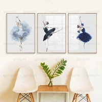 ballet art canvas poster elegant black and white swan dancer ballet hall home dance studio wall decoration hd printing poster