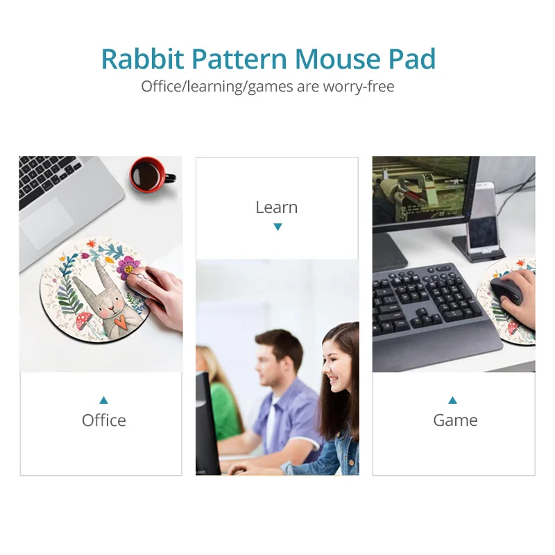 Круглый симпатичный коврик для мыши ANKNDO с принтом из мультфильма Настольный ПК