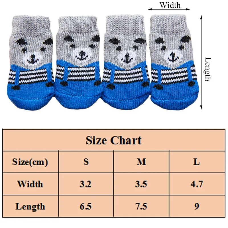 4pcs Warm Puppy Dog Socks Soft Pet Knits Cute Cartoon Anti Slip Shoes Small Medium Dogs Product | Дом и сад