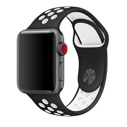 black white Ремешок для apple watch 42 мм 38 мм силиконовый браслет correa iwatch 5 4 3 2 44 мм 40 мм спортивный браслет pulseira apple watch 4 аксессуары - Цвет ремешка: black white