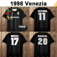 1998 venezia jerseys recoba miceli maniero mens soccer home black retro short sleeve football shirt uniforms