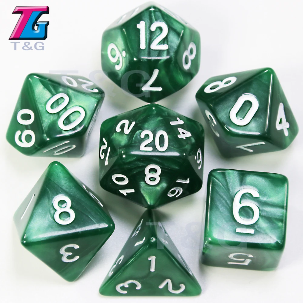 7 шт./компл. T& g многогранник Dados D& D кости с эффект мраморной поверхности, прозрачный D4 D6 D8 D10 D10% D12 D20 игральные кости