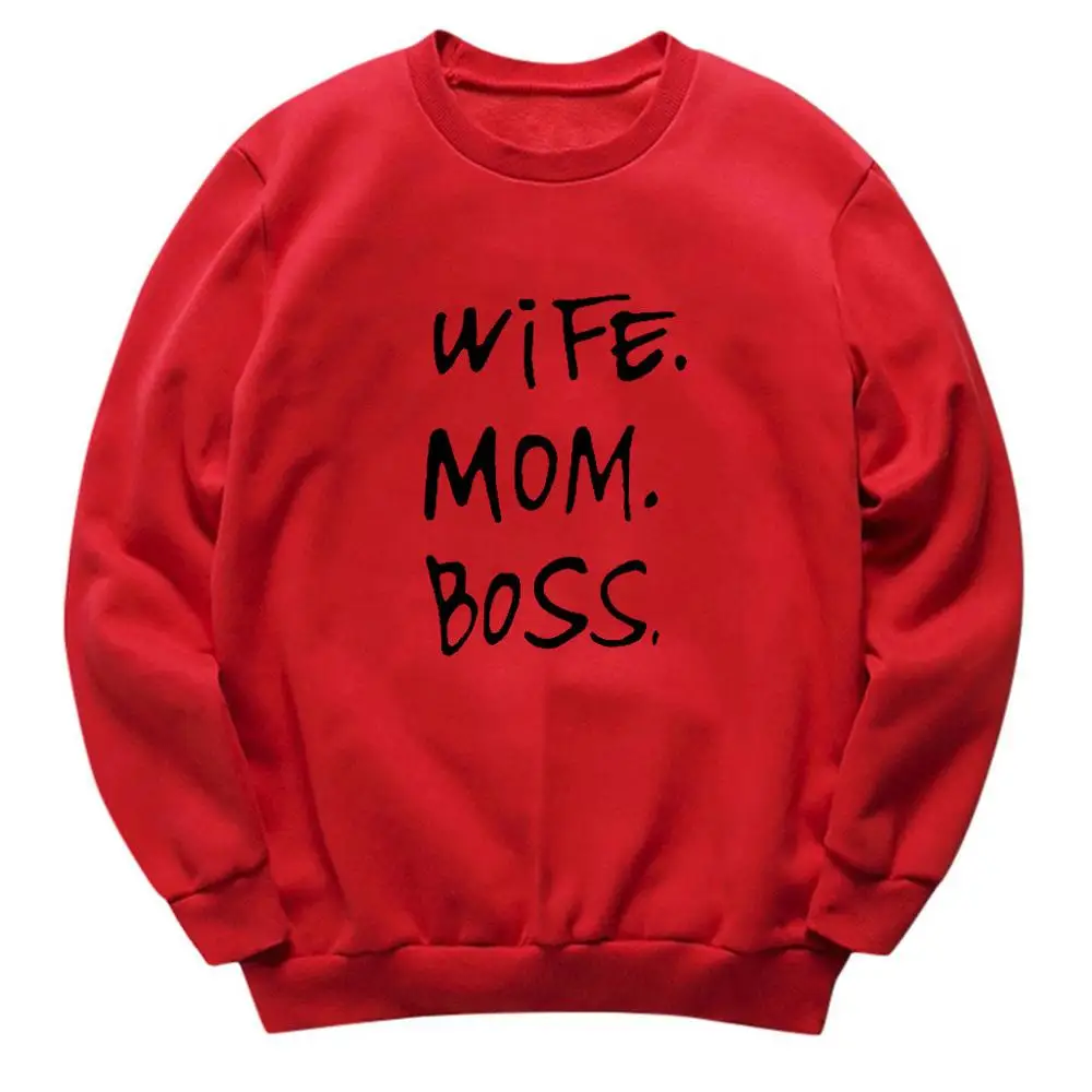 Вишня WIFF мама боcc свитер с принтом букв толстовка круглым вырезом на шее дамы