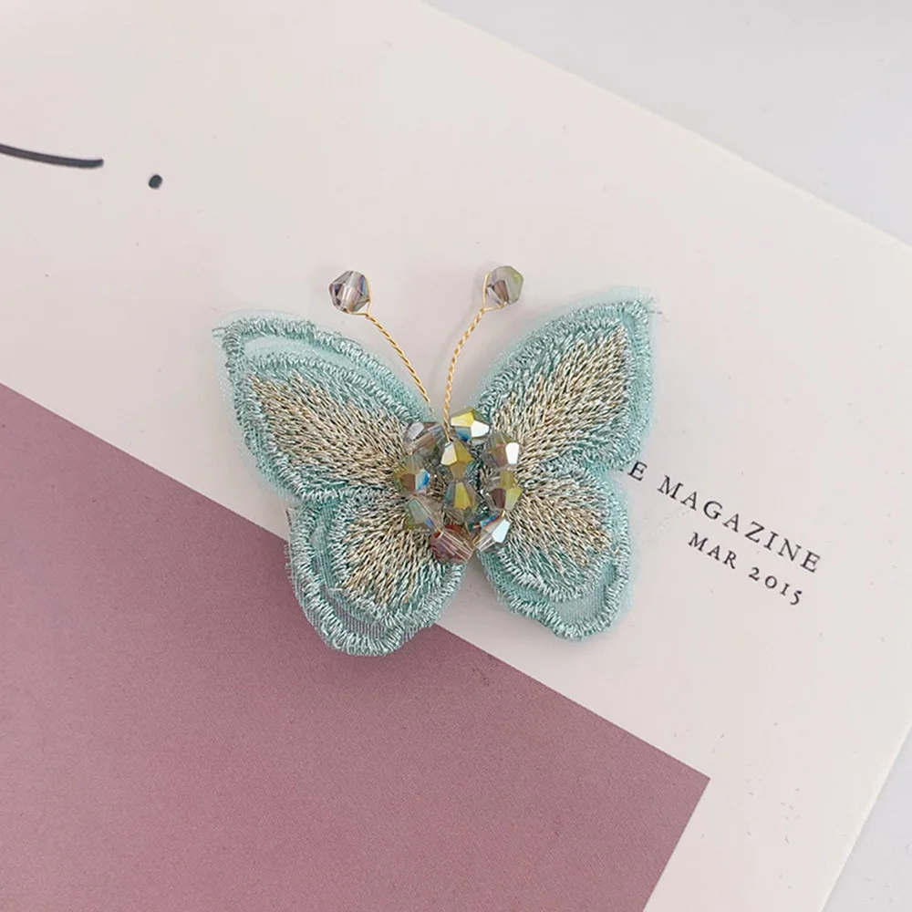 

5Pcs Fairy Embroidery Butterfly Hairpin Crystal Mesh Yarn Hair Clip Decoration Clips Girls Hair Accessories Sweet Hair Ornament