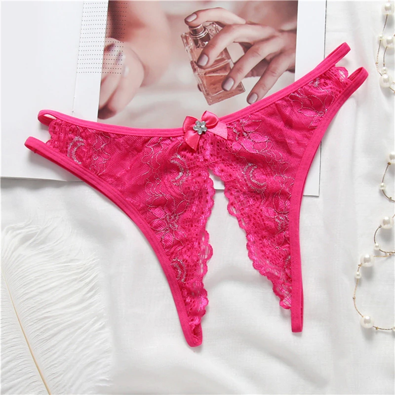 

Sexy Embroidered Underwear Women's Hollow Perspective Mesh Hot Temptation Thongs Female Open File T-Panties Erotic Thongs