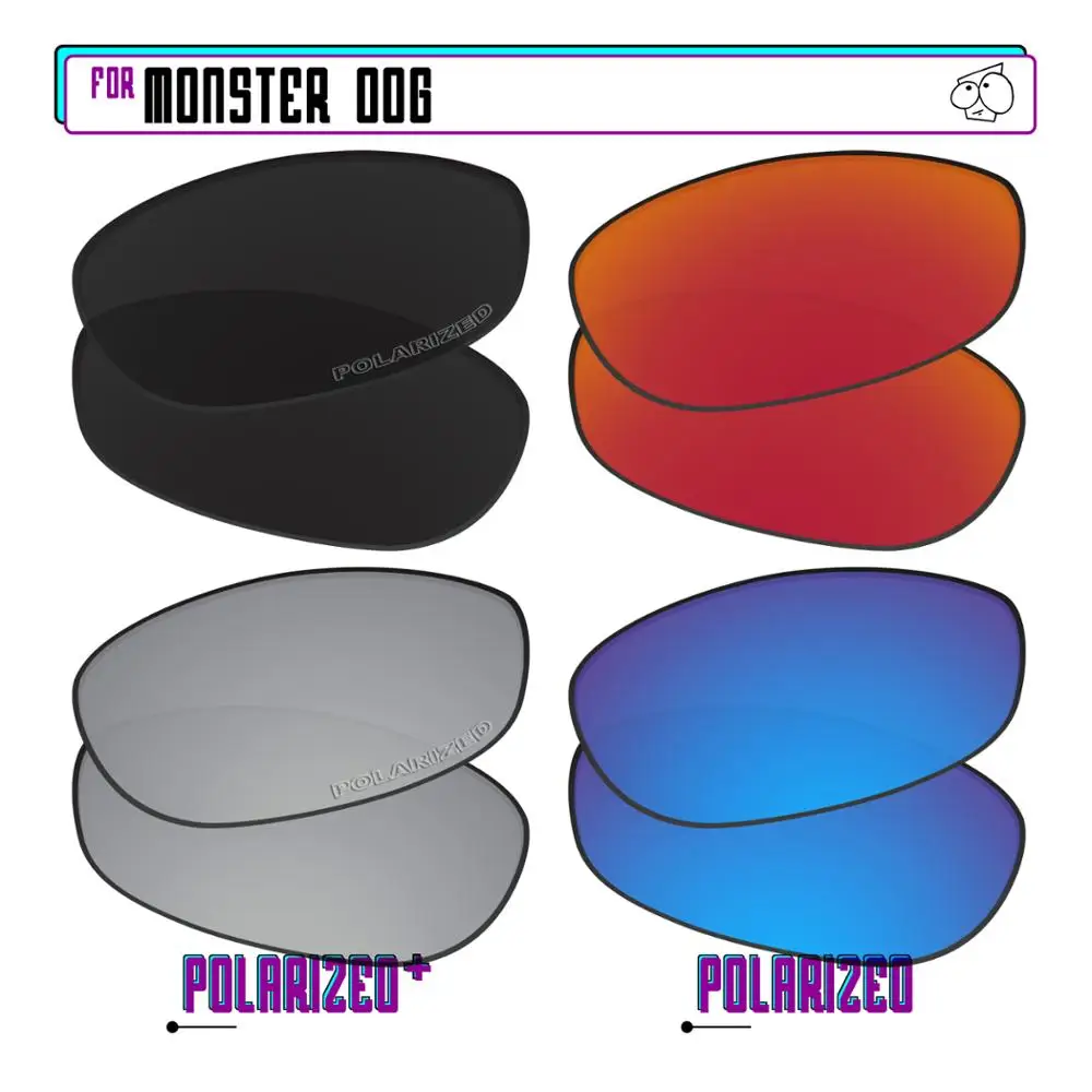 EZReplace Polarized Replacement Lenses for - Oakley Monster Dog Sunglasses - BkSrP Plus-RedBlueP