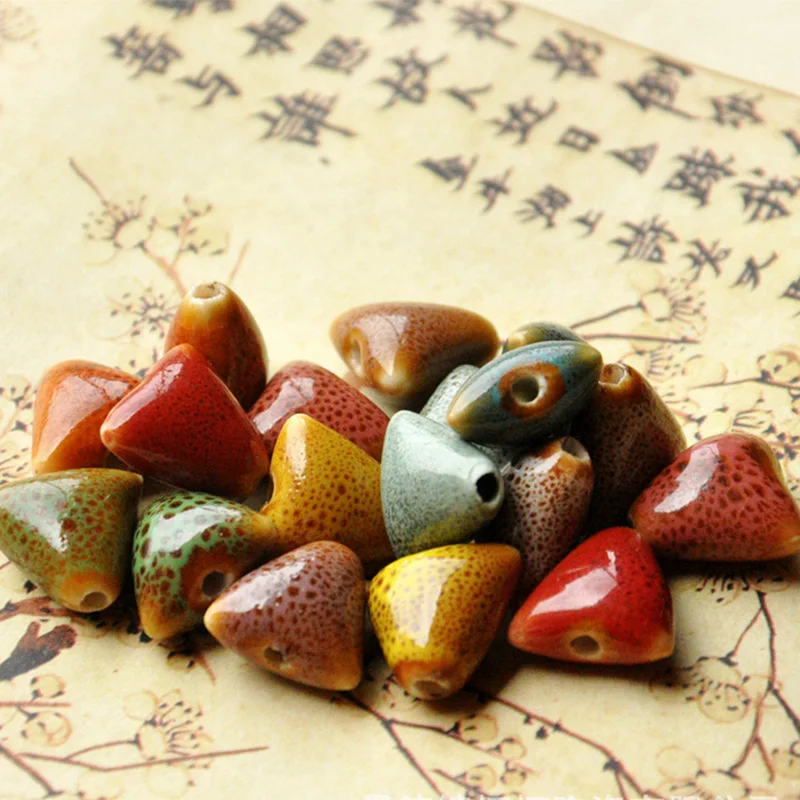 

30pcs Mixed Color Triangle Ceramic Beads 14mm Hole 2mm for Necklace Bracelet Charm Bead Diy Jewelry Making Findings