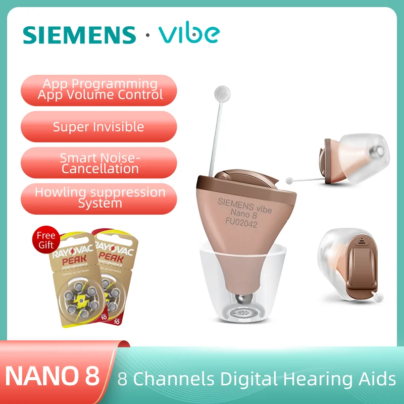 

Слуховые аппараты Siemens Vibe, невидимый мини слуховой аппарат с мягкой и умеренной глухотой, программируемый, с помощью приложения, регулируем...