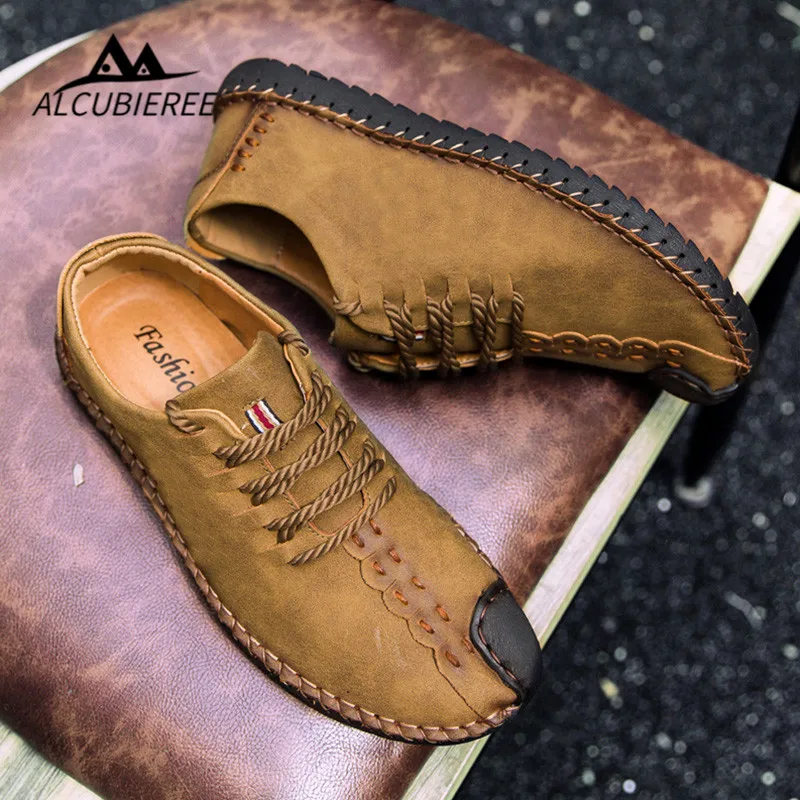 Туфли мужские кожаные ручной работы модная повседневная Уличная