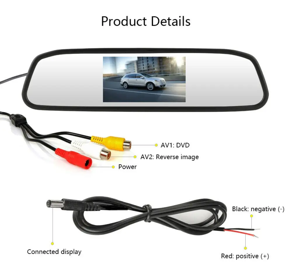 Зеркало заднего вида LCD монитор HD 4 3 &quotАвтомобильная камера Ночное Видение +