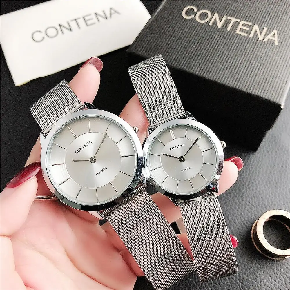 CONTENA набор часов для мужчин и женщин модные роскошные кварцевые часы розовое