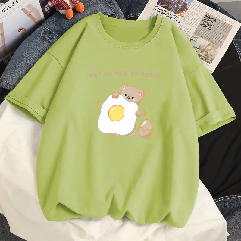 

Cotton Loose Large Size New Cartoon Cat Mouse Printed Short-sleeved T-shirt Female T-shirt Female Korean Spring and Summer New