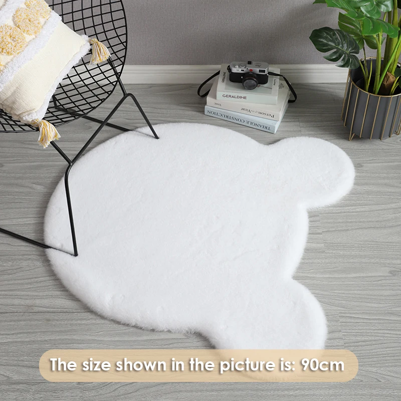 

Faux Rabbit Fur Cartoon Animal Bear Shape Carpet Cute Shaggy Soft Children Bedside Fluffy Rug Play Decor Mat Non-Slip Floor Mat