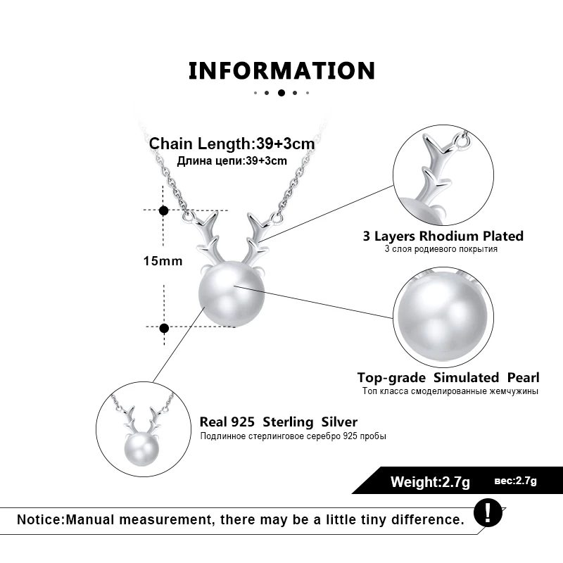 ORSA JEWELS ожерелье с подвеской из искусственного жемчуга и антеля S925, Милая женская подвеска, Рождественская тематика, Стерлинговое Серебро, хорошее ювелирное изделие SN167