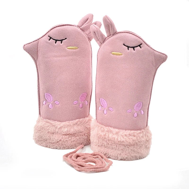 

2019 New High Quality Cartoon Velvet Suede Winter Gloves Children Outdoor Warm Gloves Girls Boy Kids Thicken Full Finger Mittens