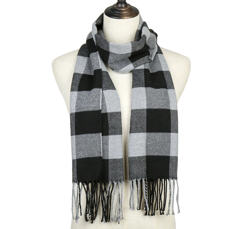 

2020 Fashion Plaid Scarf for Women Men Winter Pashmina Cashmere Shawls Warm Solid Children's Tassel Lattice Outdoor Long Scarves