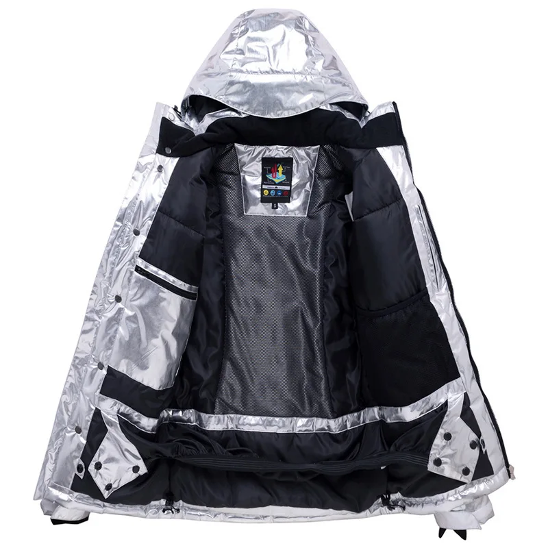 Женская и мужская блестящая лыжная куртка одинарный двойной сноуборд костюм для