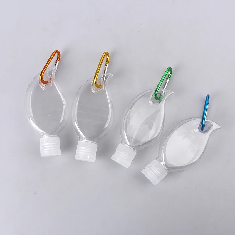 

5Pcs/10Pcs 50ml Portable Leaf Shape Empty Refillable Bottle With Key Ring Hook Travel Hand Sanitizer Bottle