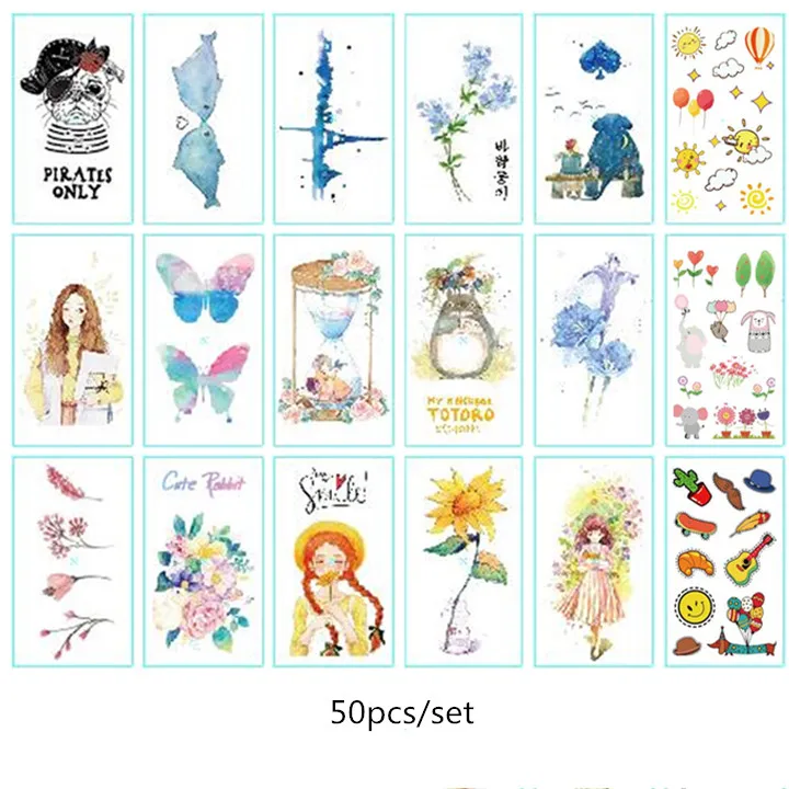 50 шт./компл. штаны с фальш-вставкой Стикеры цветочным рисунком бабочки и