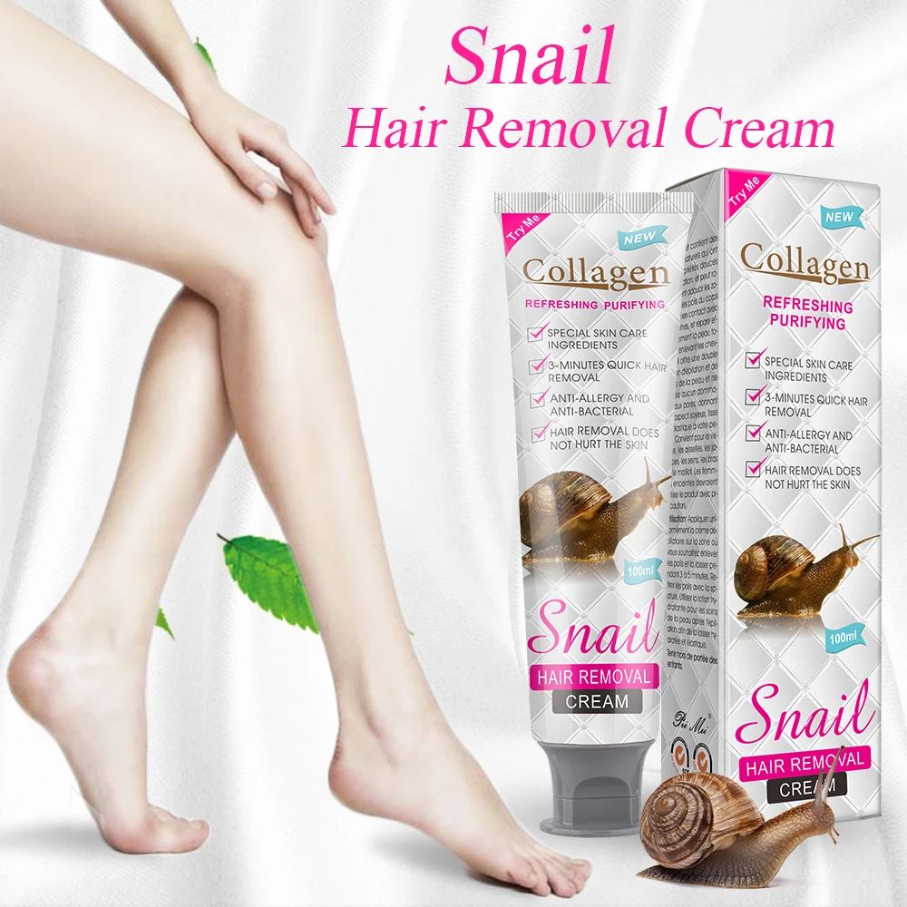 100ml Effective Hair Remover Cream Lotions Gentle Epilation Organic Snail Collagen Painless Depilation Calming Balm Epilator