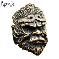 apinje super luxury heavy solid golden brass vintage rings for men movie ring monkey king powerful exaggerated jewelry