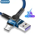 Micro USB кабель 3A Быстрая зарядка нейлоновый Кабель Microusb для Samsung S7 Xiaomi mi Android мобильный телефон кабели для передачи данных USB зарядное устройство