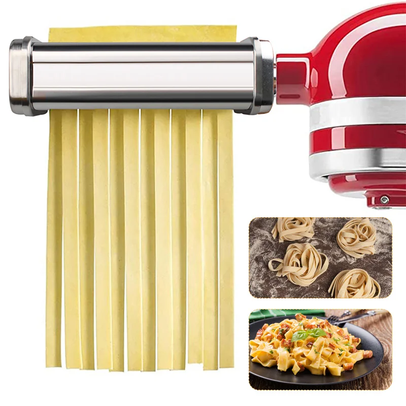 

2020 Noodle Makers Parts For Kitchen Fettucine Cutter Roller Attachment For Stand Mixers Kitchen Aid Pasta Food Processors