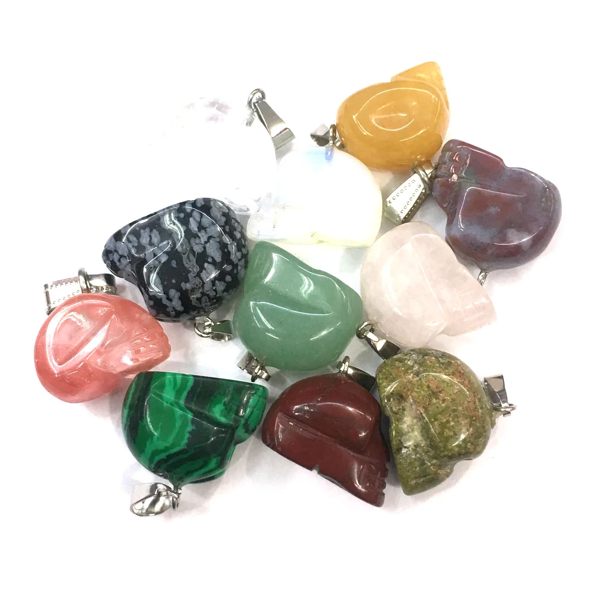 

2PC Natural Stone Small Pendant A Pair Reiki Skull Shaped Agates Pendant for Making DIY Women Jewelry Necklace Earring 15x20mm